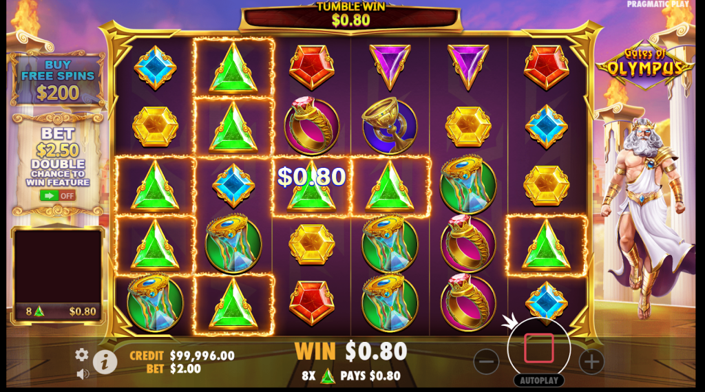 Выигрыш в слоте Врата Олимпа
